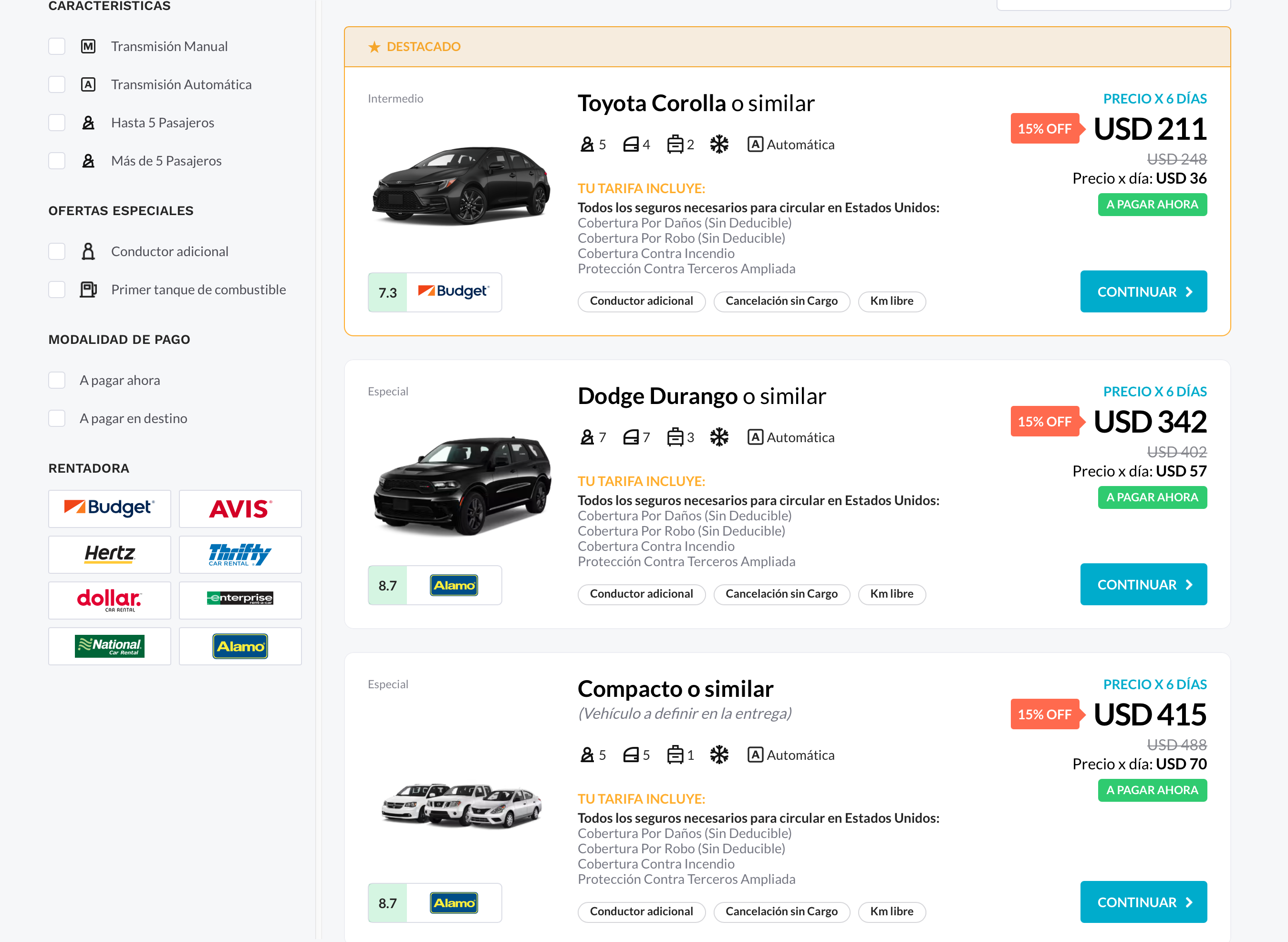 Captura del paso: Elegí y cotizá tu auto