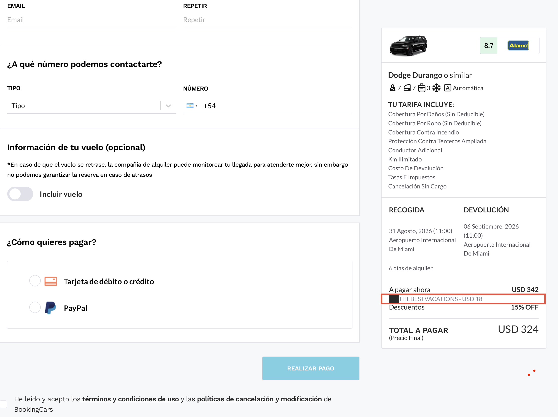Captura del paso: Descuento aplicado